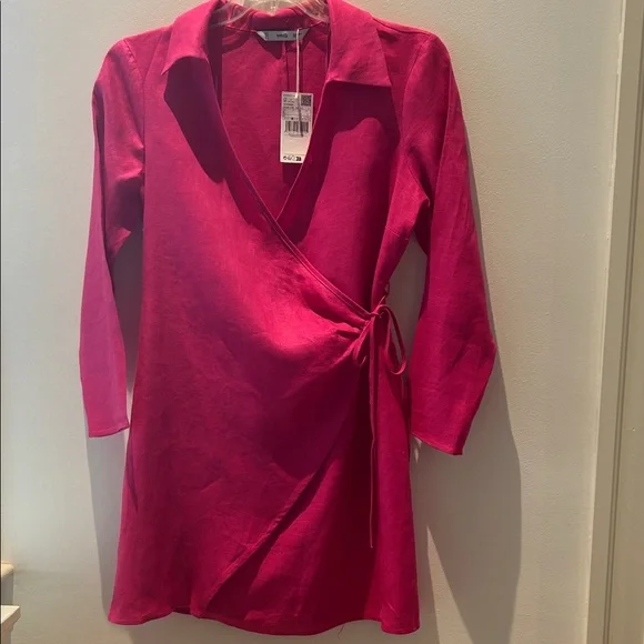 MNG Vibrant Fuchsia Wrap Dress - Picture 1 of 4